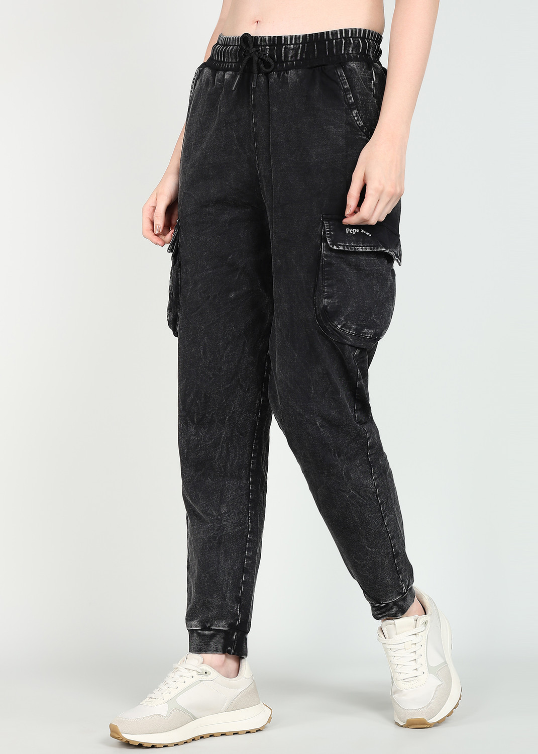 Image of Pepe Jeans Solid Women Black Track Pants