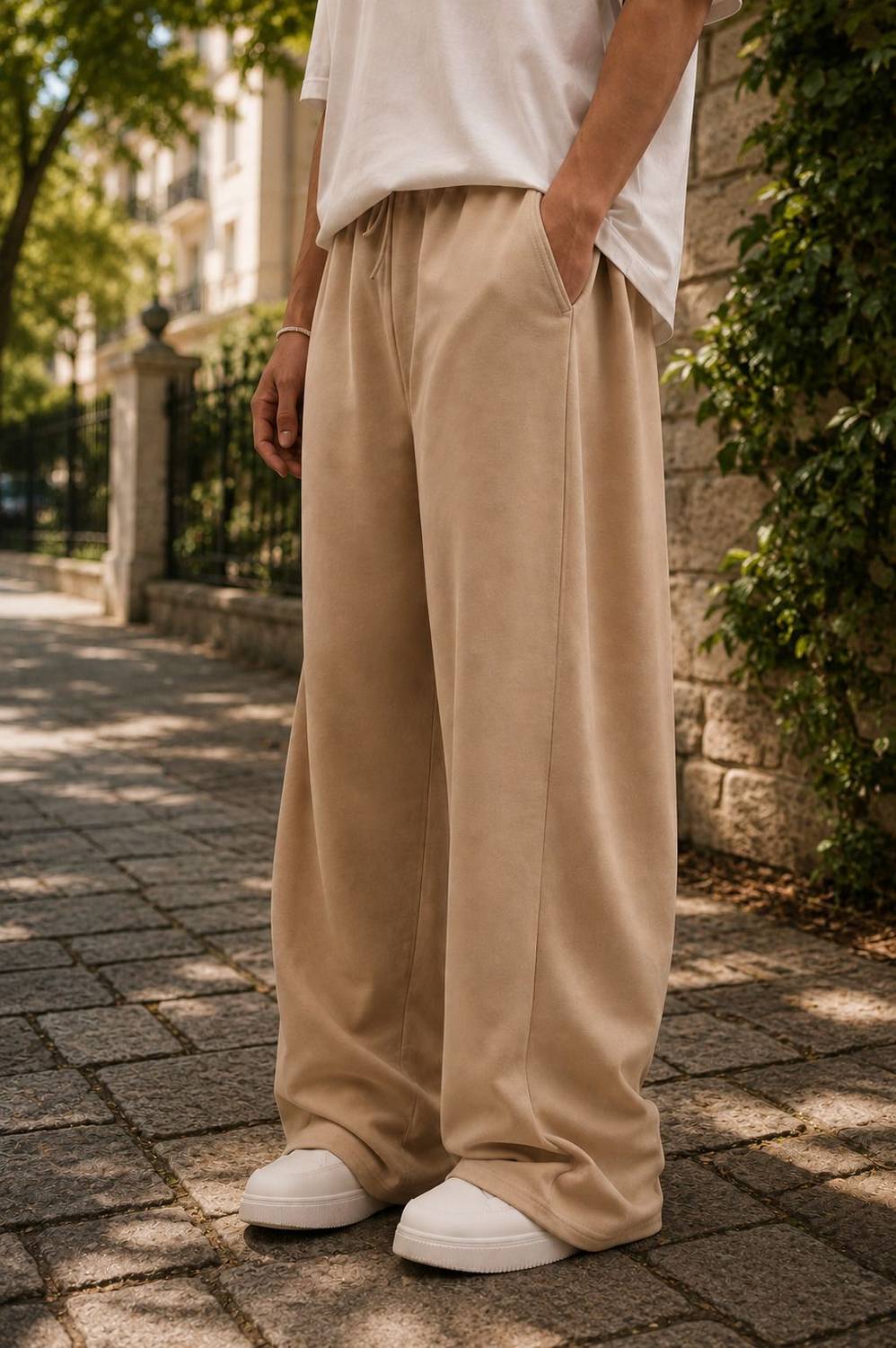 FAHPEE Solid Men Beige Track Pants