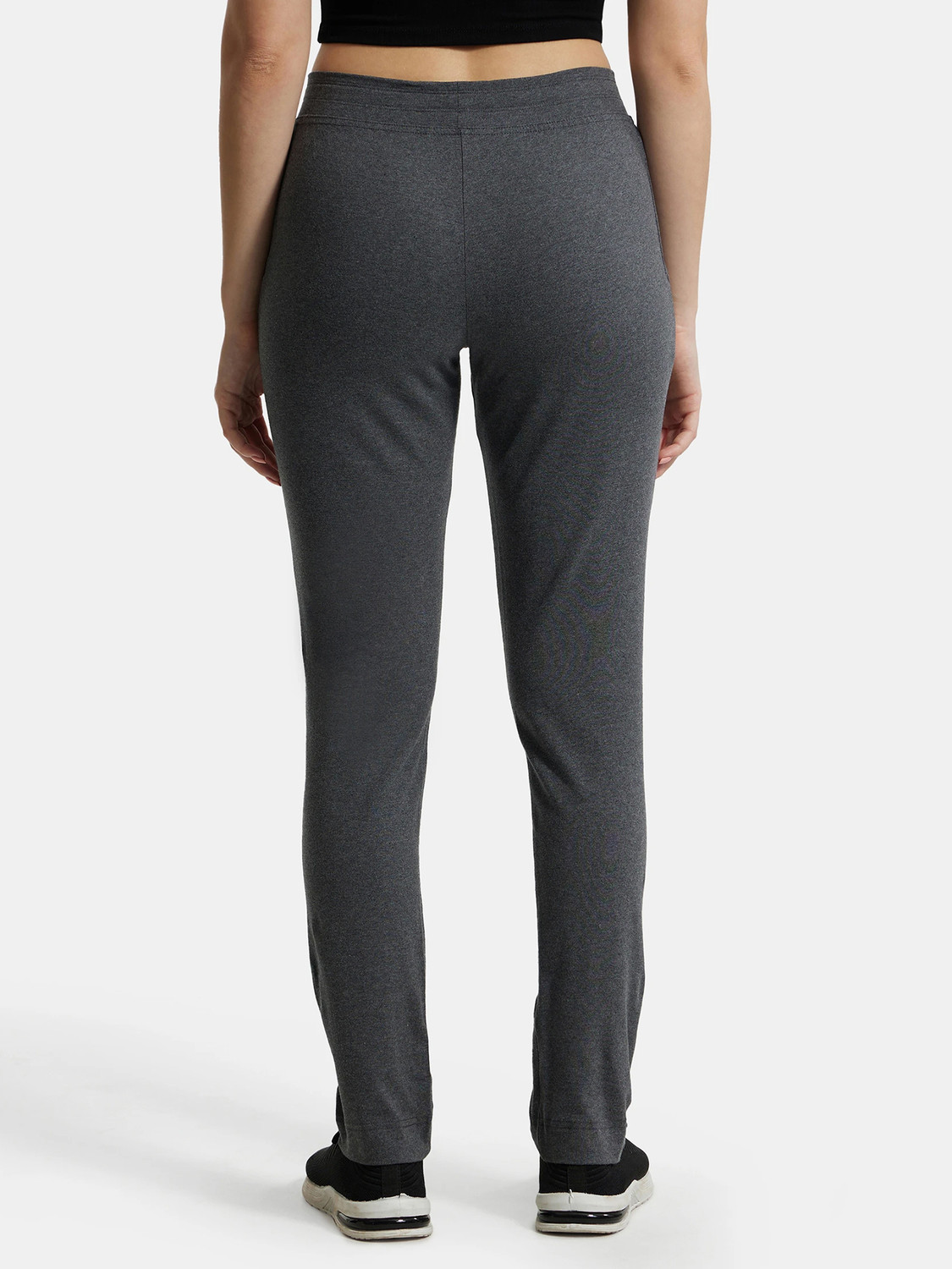 Image of JOCKEY 1301 Super Combed Cotton Elastane Stretch Solid Women Grey Track Pants