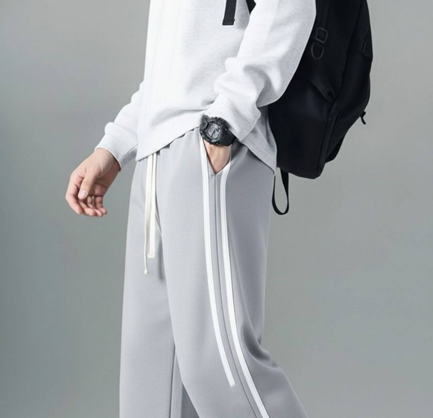 Image of KEESUN Striped Men Grey Track Pants