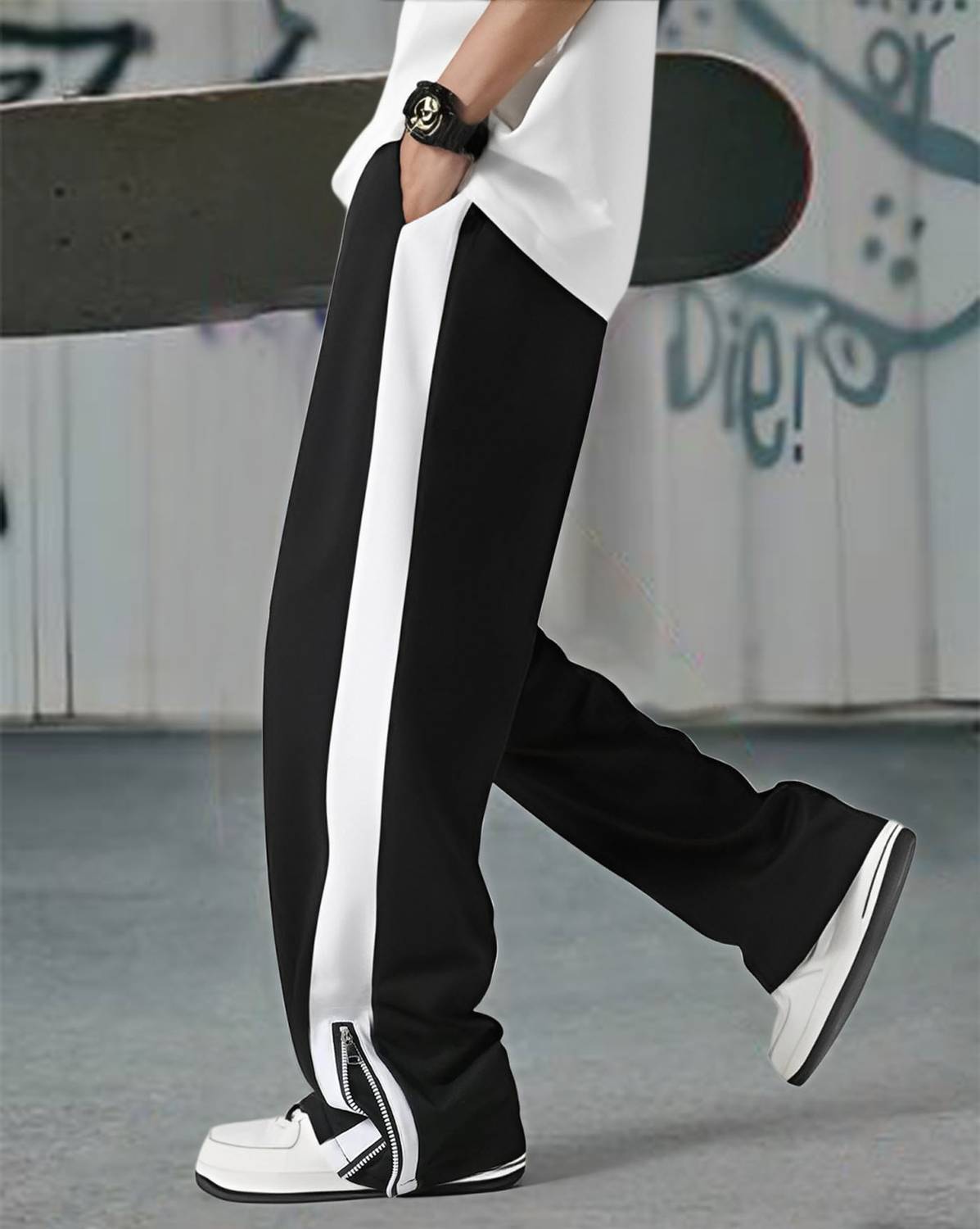 AUSK Solid Men Black, White Track Pants