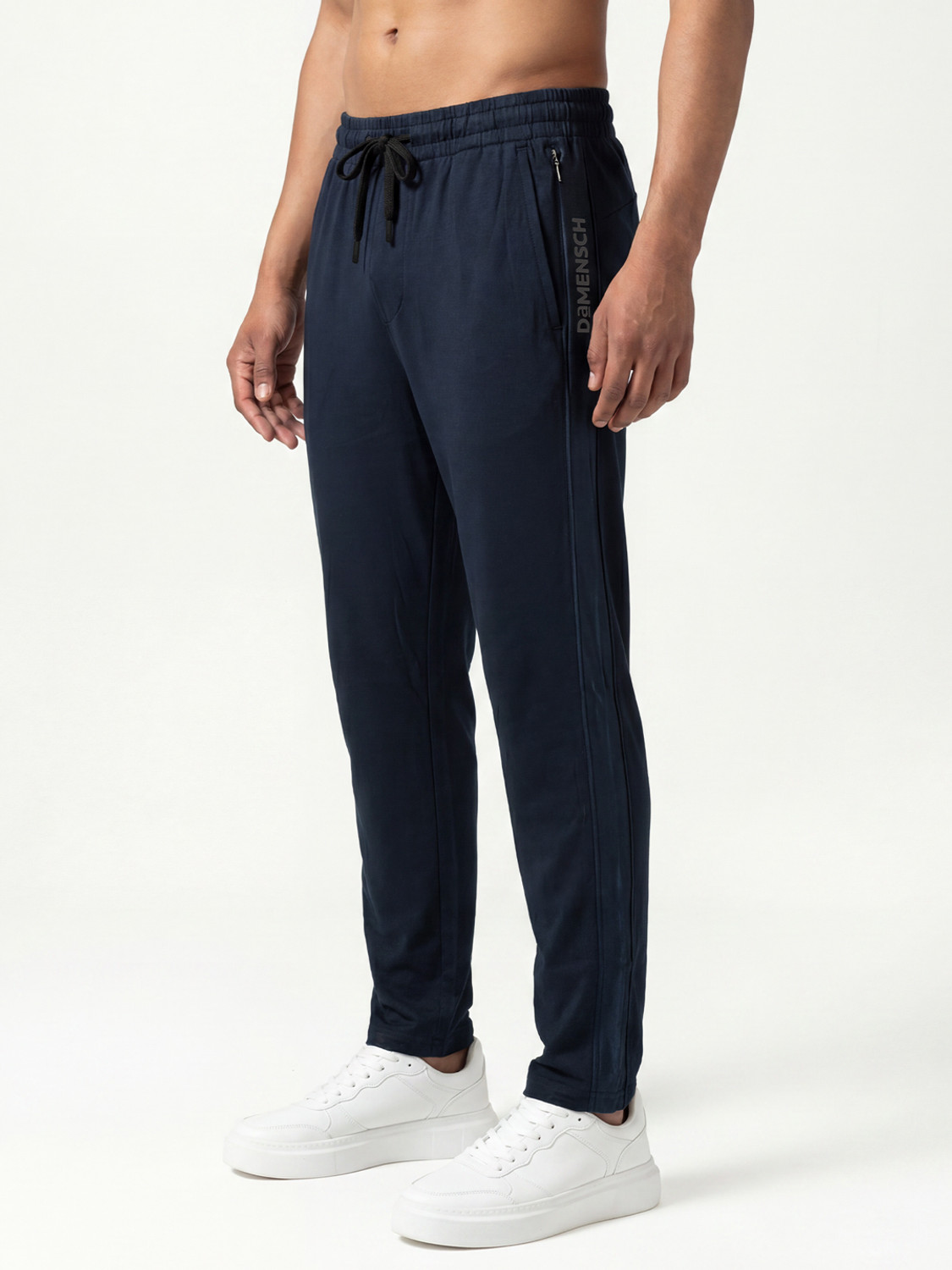 Image of Damensch Solid Men Dark Blue Track Pants