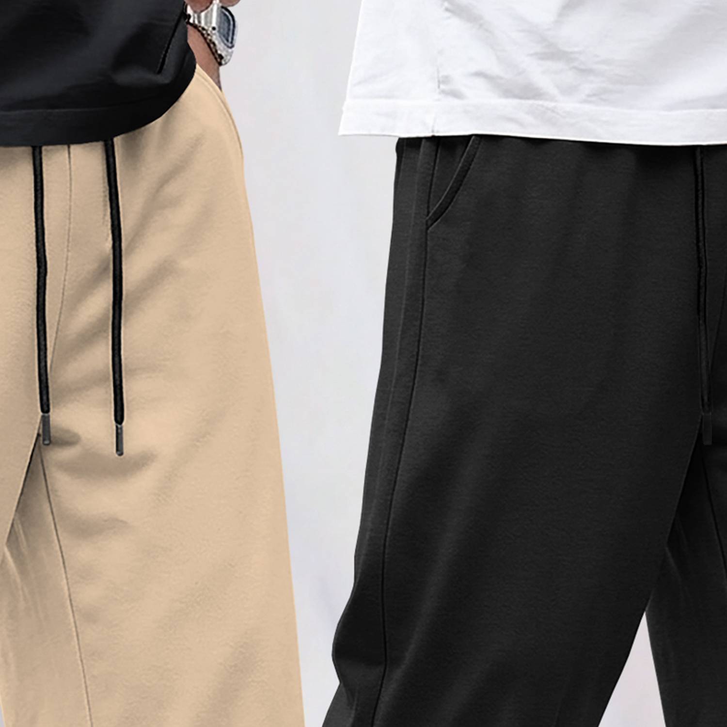 Tesseract Men Beige, Black Track Pants Pack of 2 - Image 4