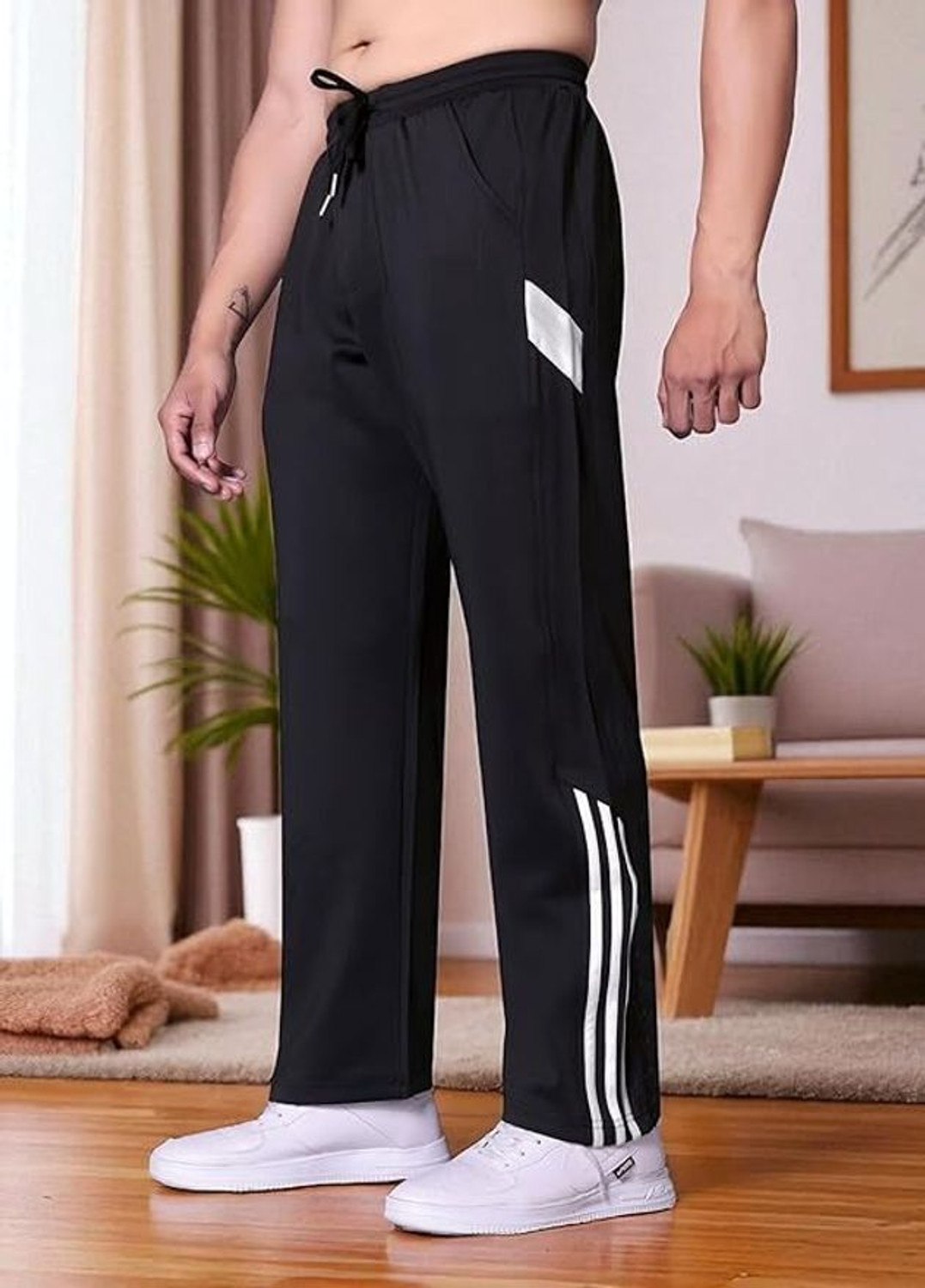 Image of METRONAUT Striped Men Black Track Pants