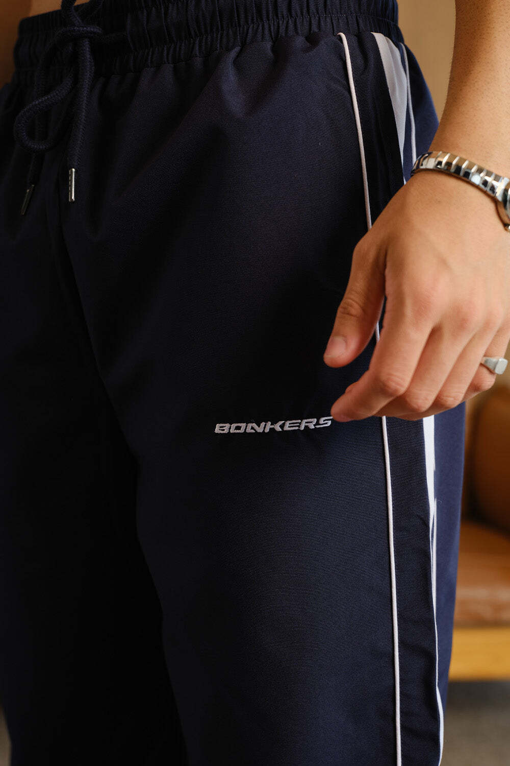Image of Bonkers Corner Solid Men Blue Track Pants () Solid Men Blue Track Pants