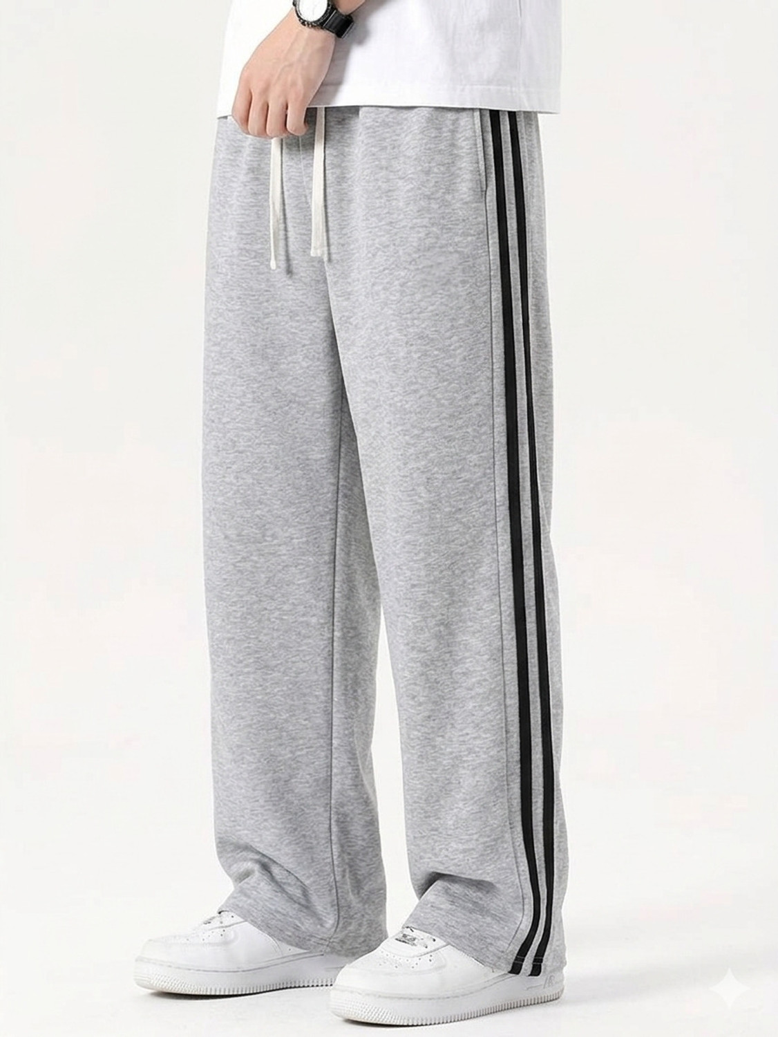 Image of FLYcollection Striped Men Grey Track Pants