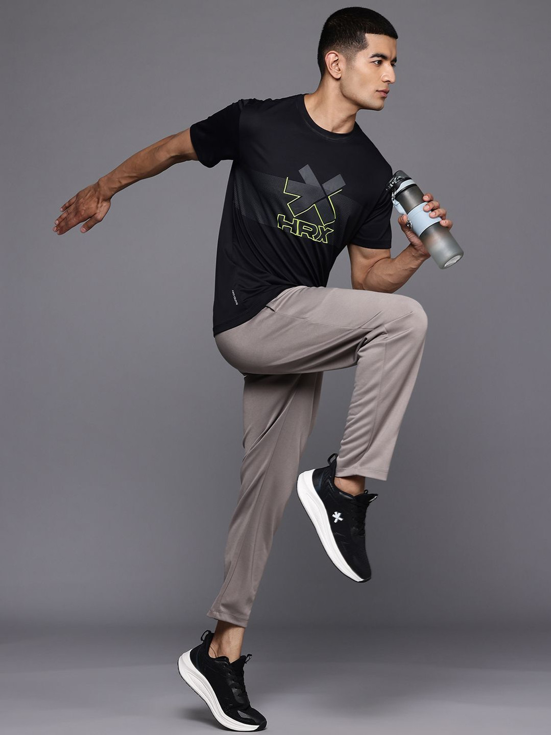 Image of HRX by Hrithik Roshan Solid Men Brown Track Pants