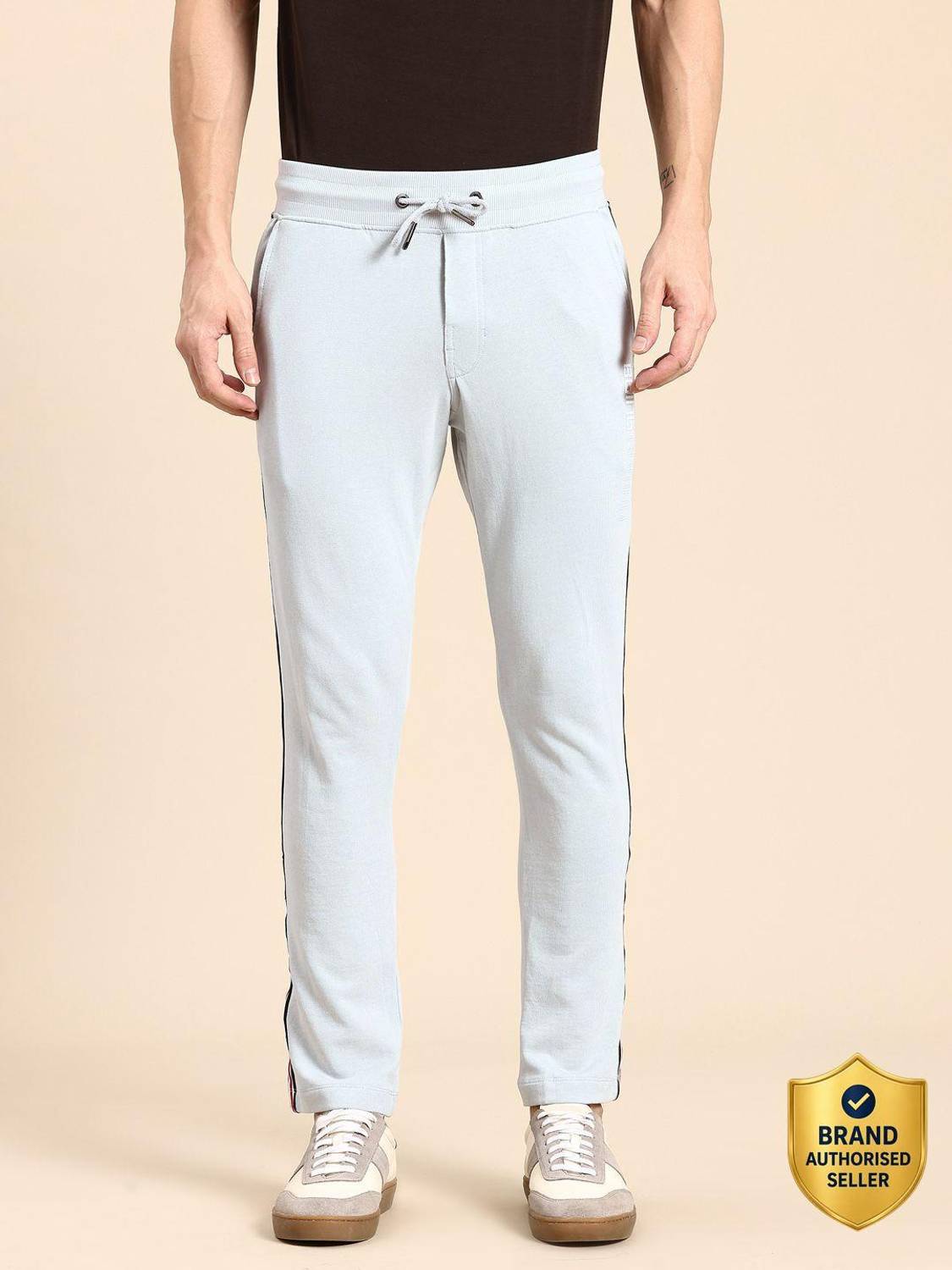 BEING HUMAN Grey Regular fit Men's Track Pants by Being Human Clothing Solid Men Grey Track Pants