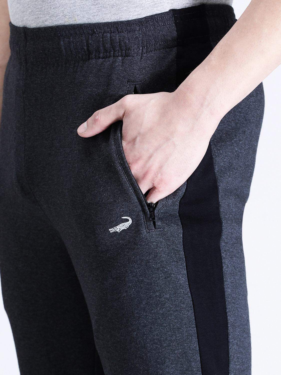 Image of CROCODILE Solid Men Grey Track Pants