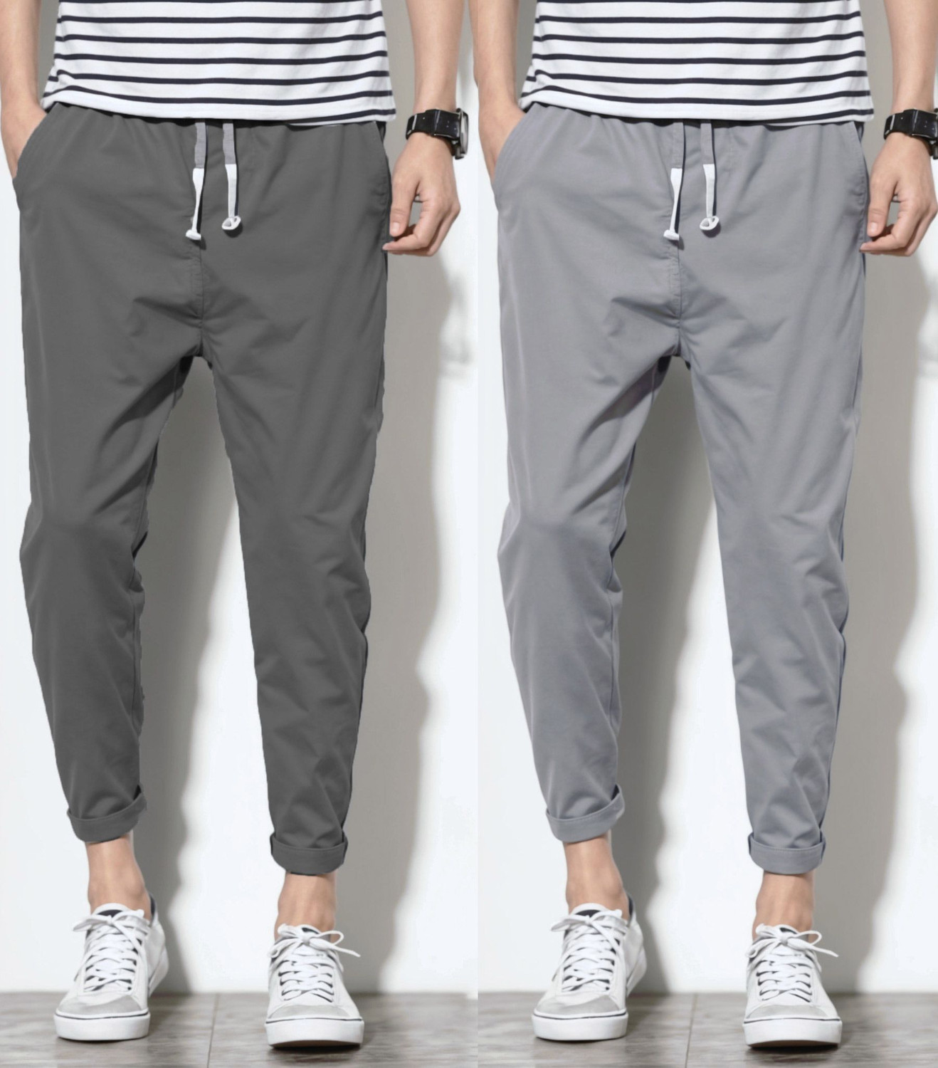 Image of Duooble Solid Men Grey Track Pants