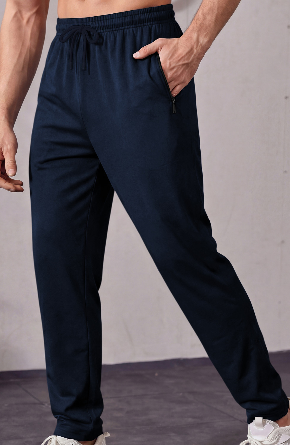 Image of FEEL TRACK Solid Men Dark Blue, Black Track Pants