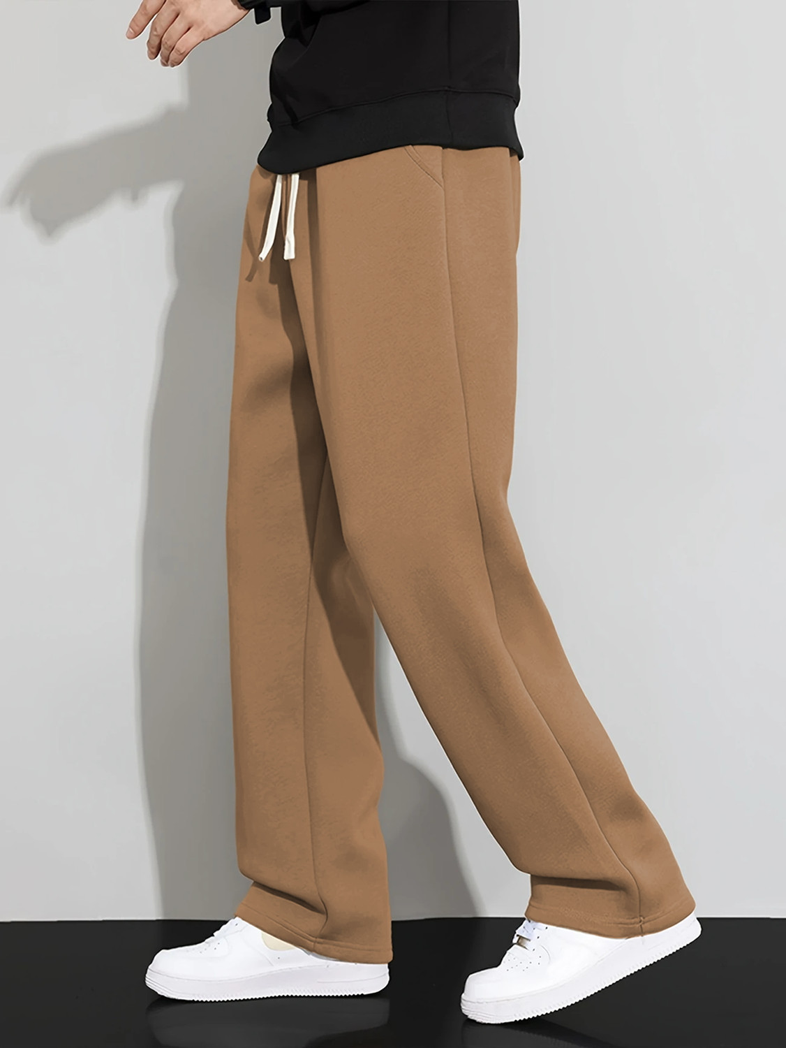 Image of JexPuti Solid Men Brown Track Pants