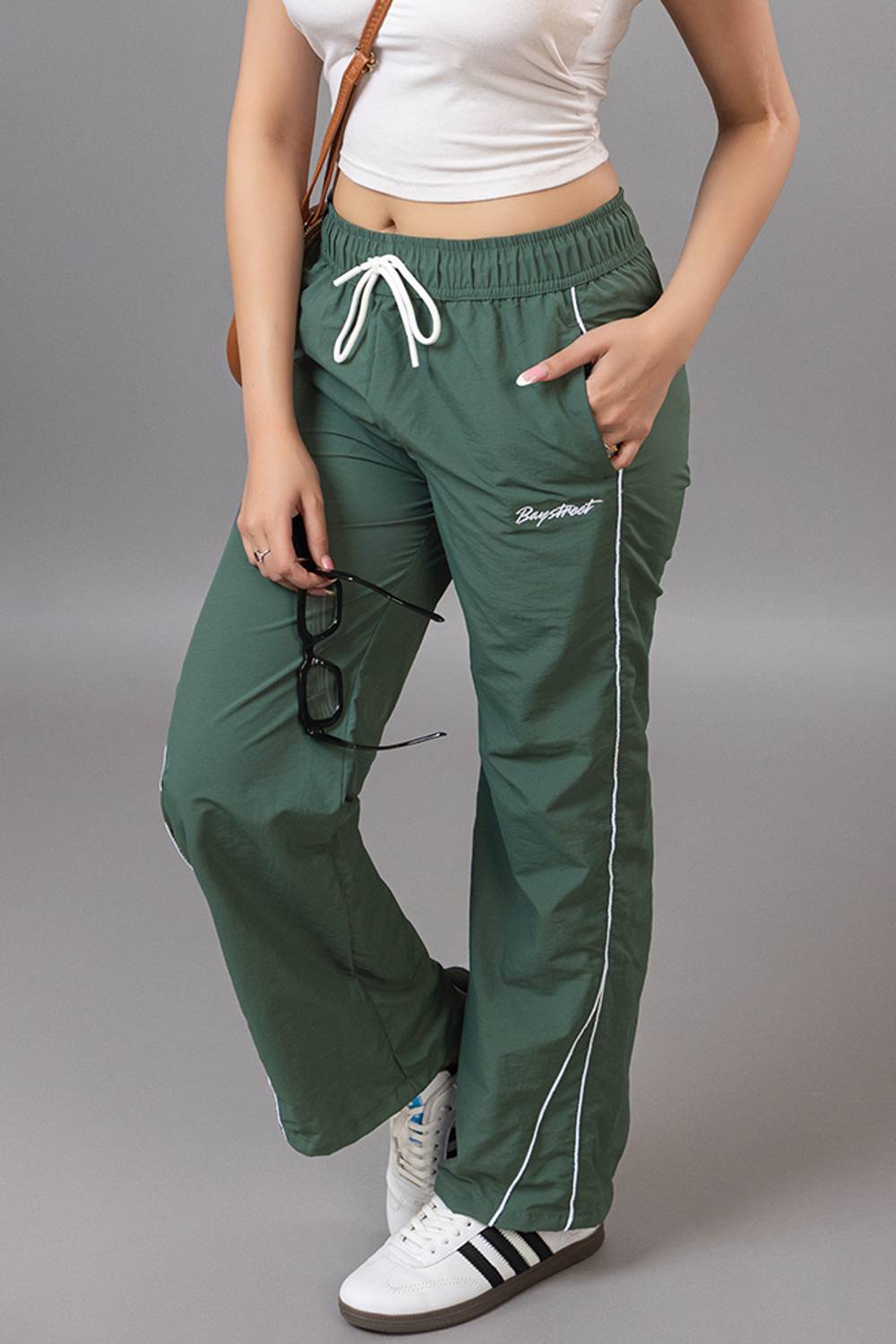 BAYSTREET Striped Women Green Track Pants