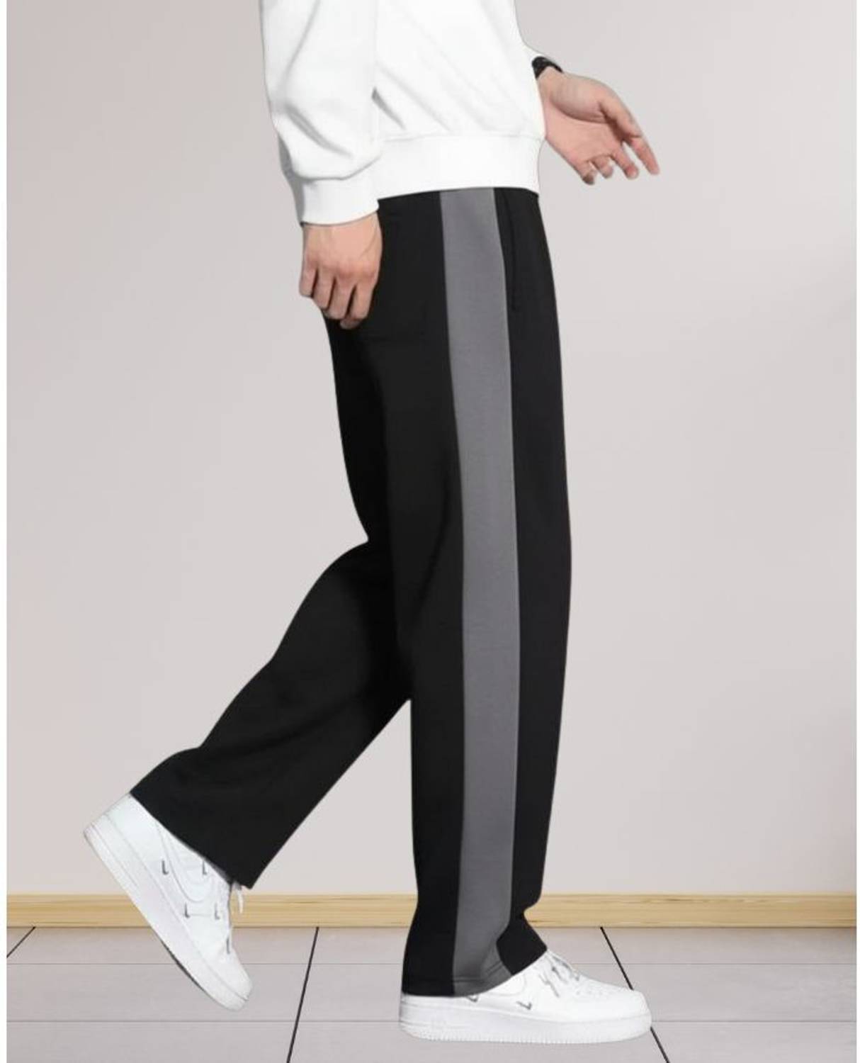 yanexa Colorblock Men Black Track Pants - Image 2