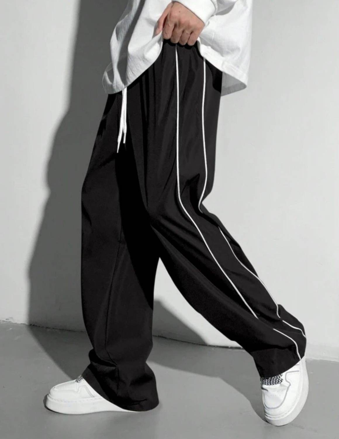 ColorMeGorgeous Men Black Striped Track Pants - Image 3