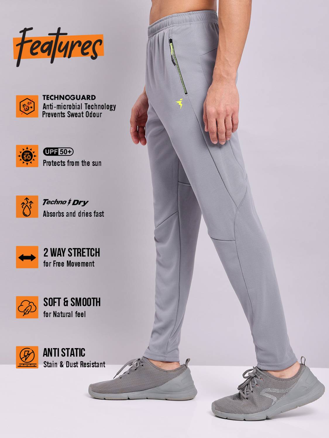 TECHNOSPORT Men Grey Track Pants - Image 3