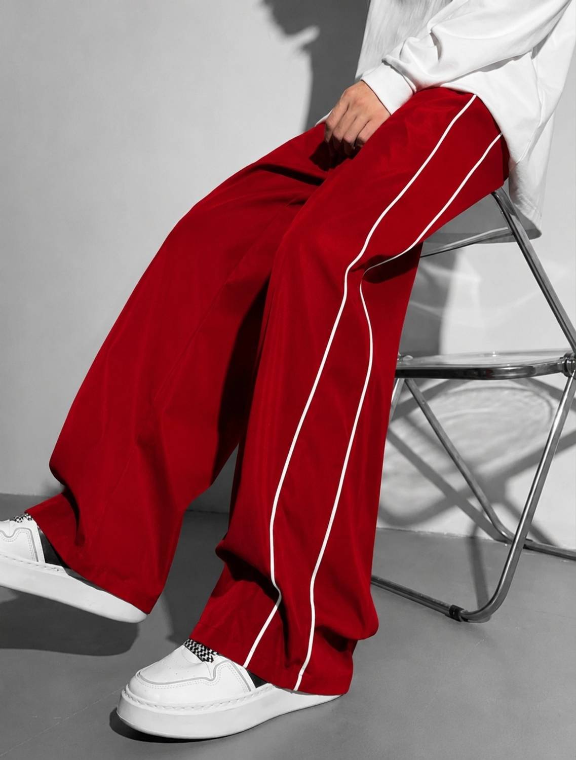 INCHEON Solid Men Red Track Pants - Image 4