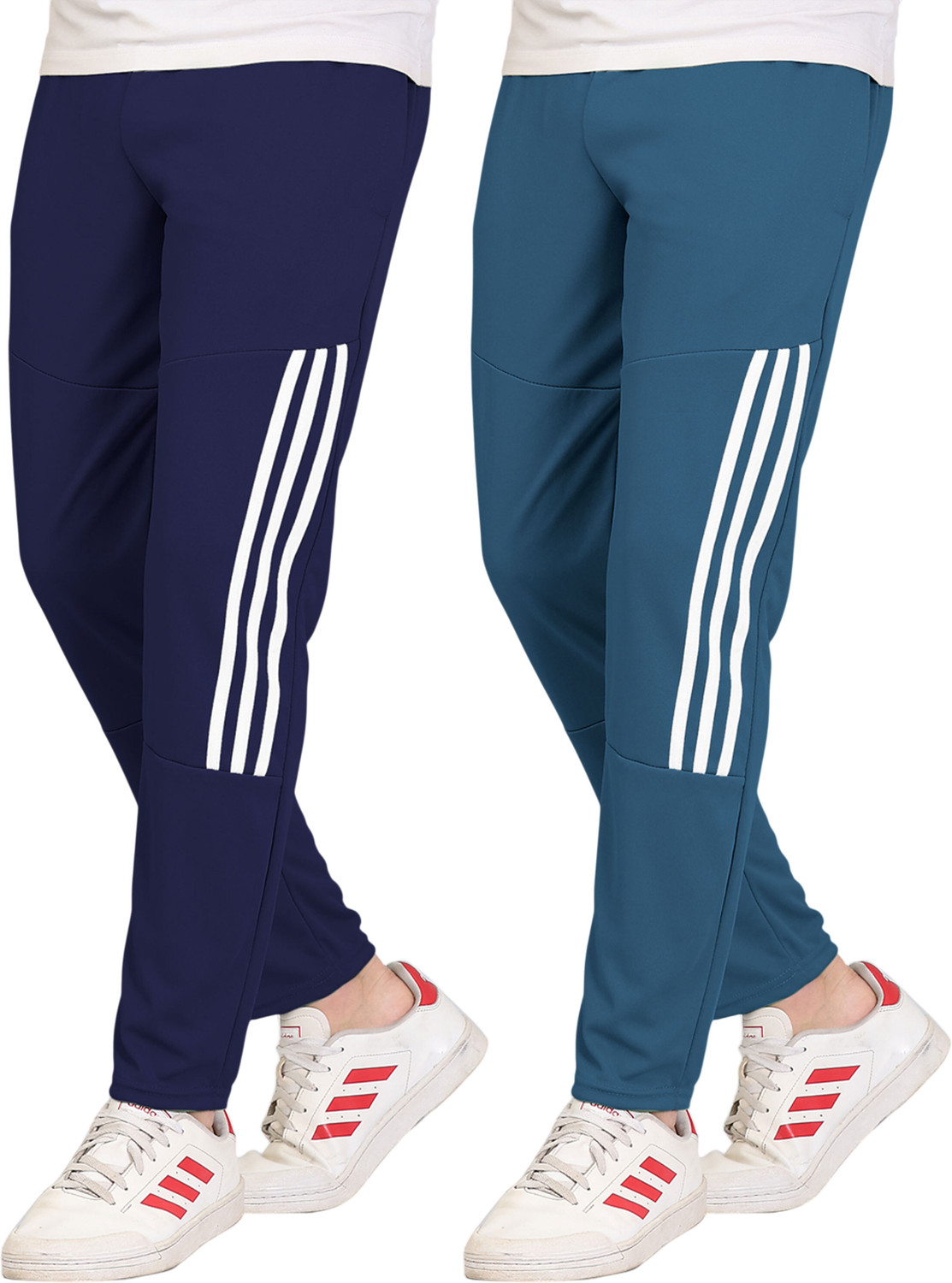 Image of GAJVU Striped Men Dark Blue, Blue, White Track Pants
