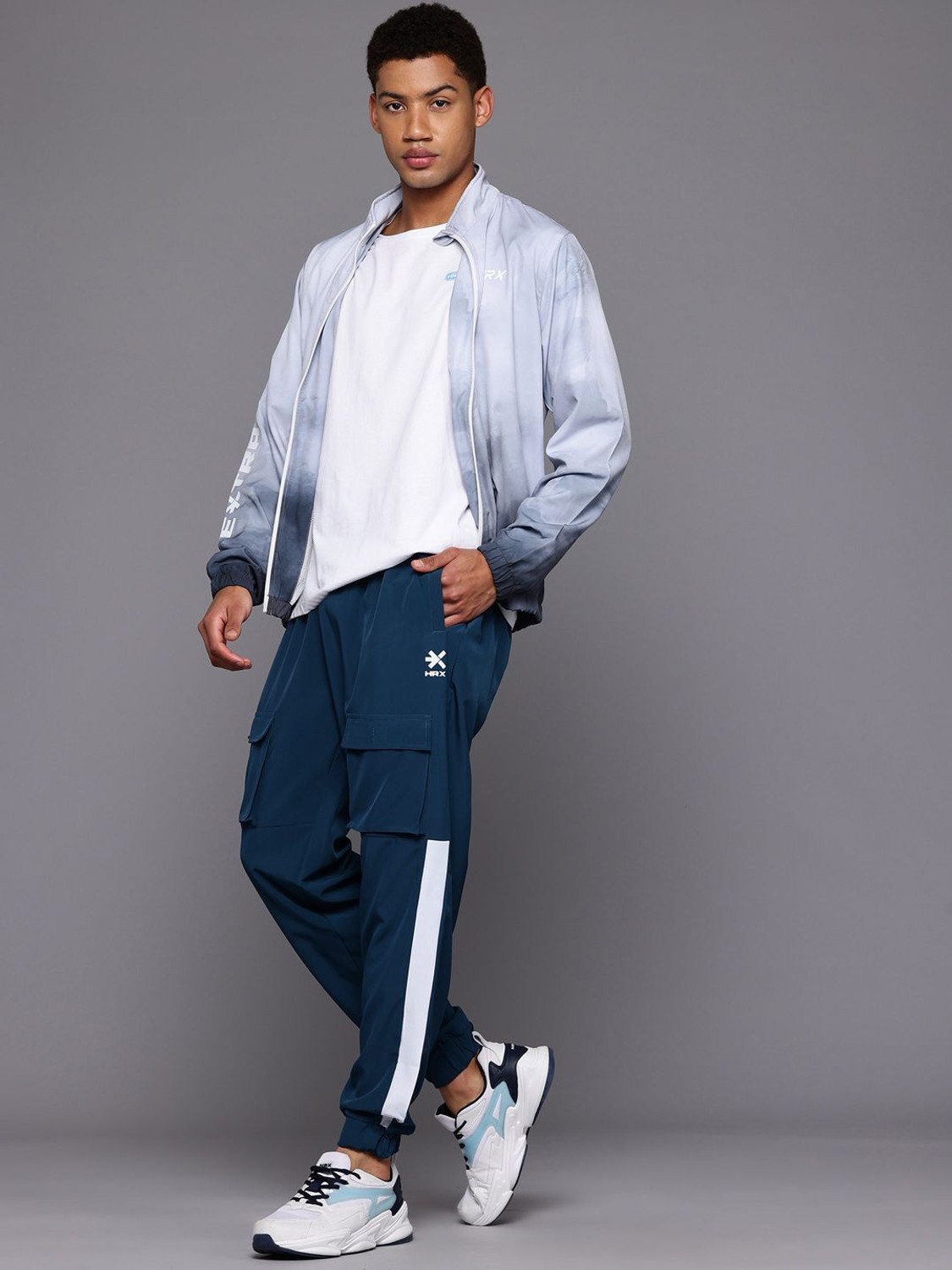 Image of HRX by Hrithik Roshan Solid Men Blue Track Pants