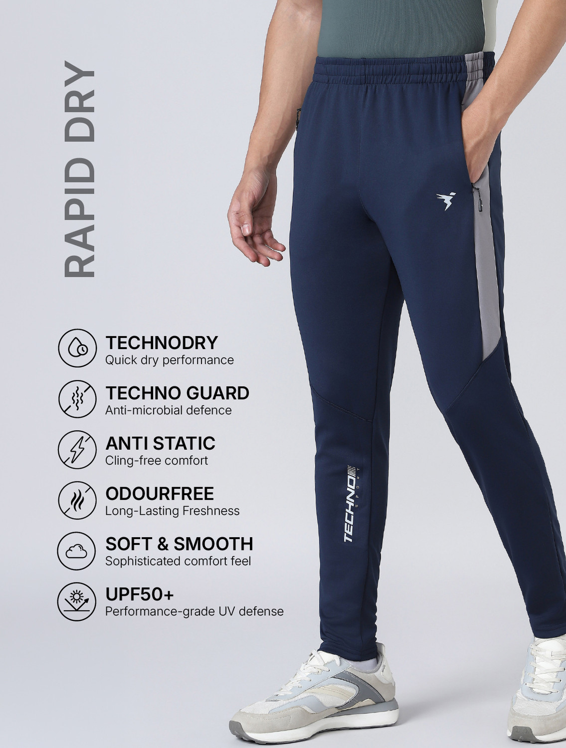 Image of TECHNOSPORT Colorblock Men Blue Track Pants