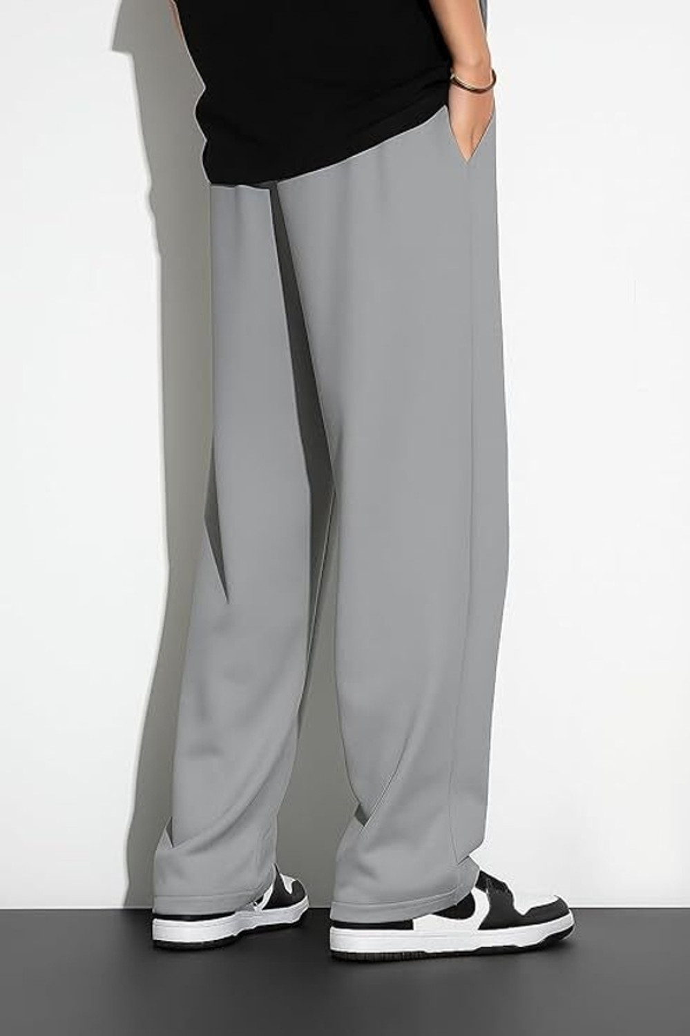 Image of JexPuti Graphic Print Men Grey Track Pants