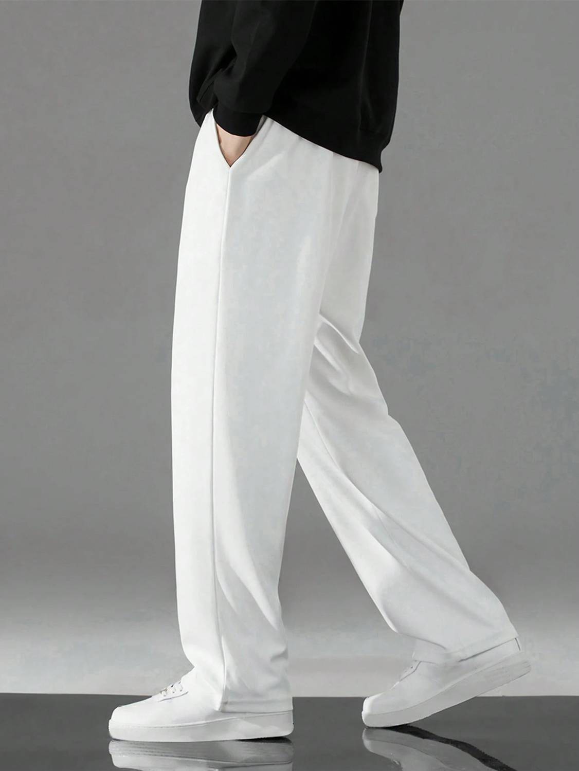 Paralians Men's Solid White Track Pants - Image 4