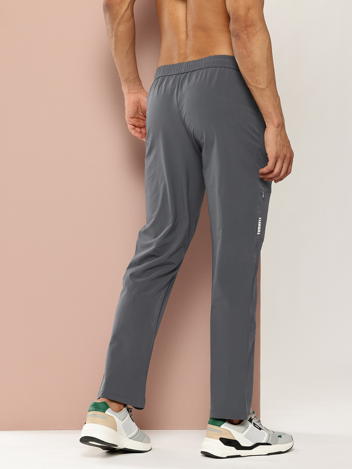 Image of Turnfit Solid Men Grey Track Pants