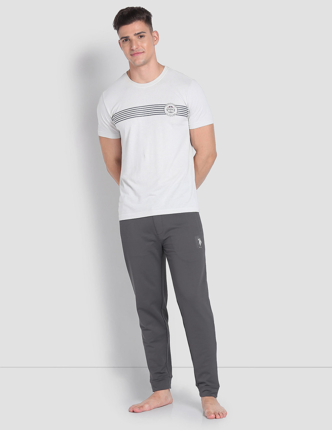Image of U.S. POLO ASSN. Men Solid Grey Track Pants