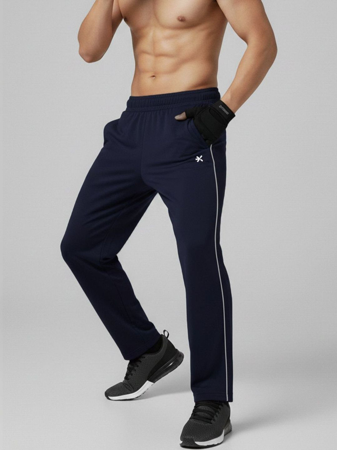 Image of HRX by Hrithik Roshan Men Printed Blue Track Pants