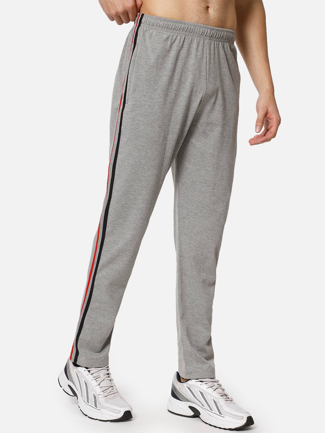 9LKHA Solid Men Grey Track Pants