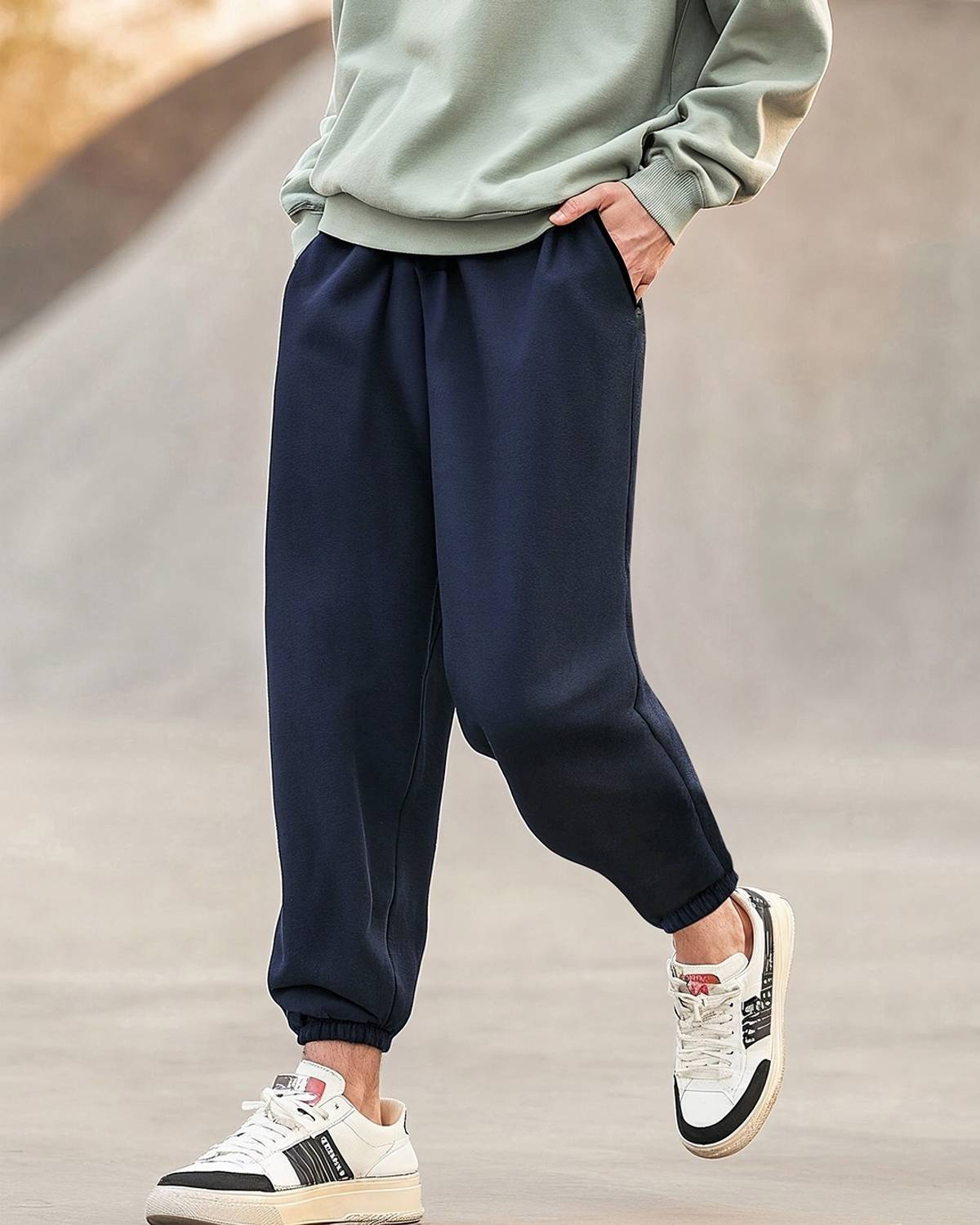 BEWAKOOF Solid Men Blue Track Pants