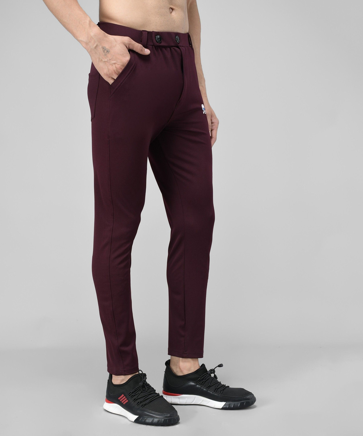 Image of Veltick Solid Men Maroon Track Pants
