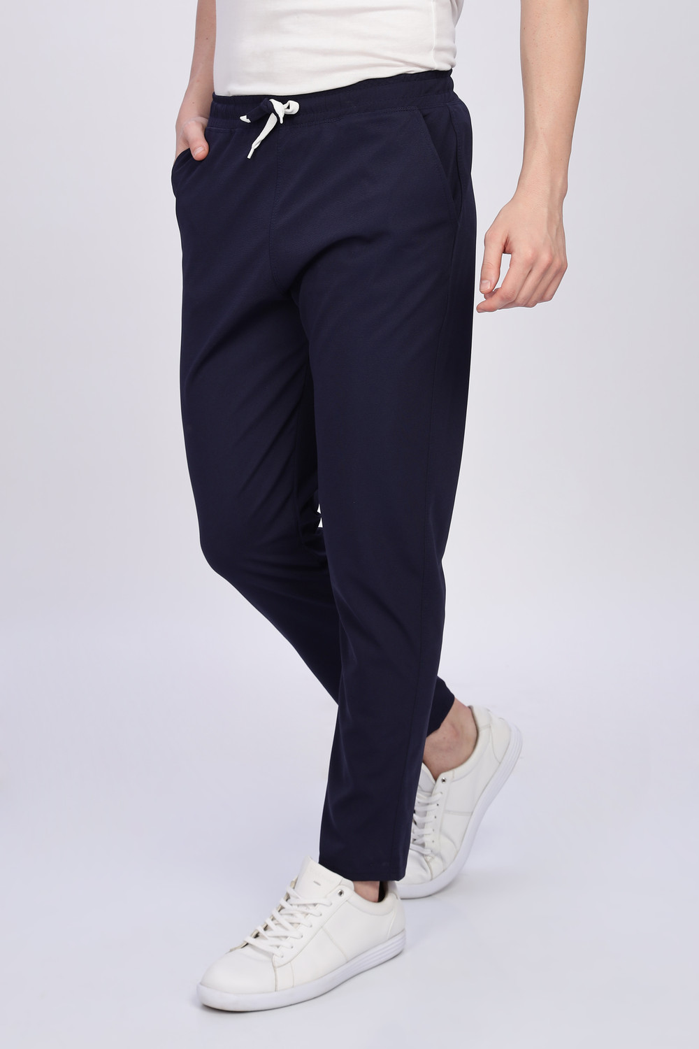 Image of Duooble Solid Men Dark Blue Track Pants
