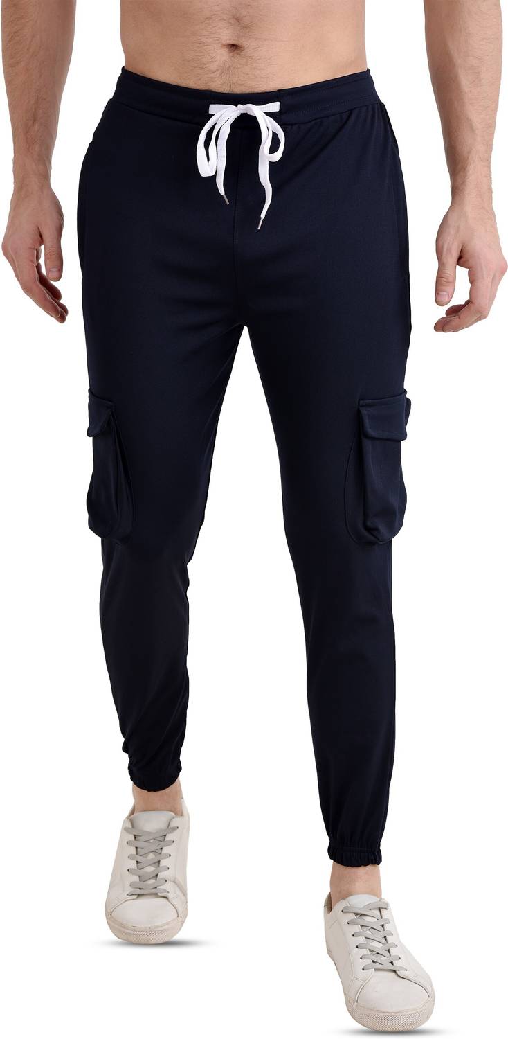 Blue Shark Solid Men Dark Blue Track Pants