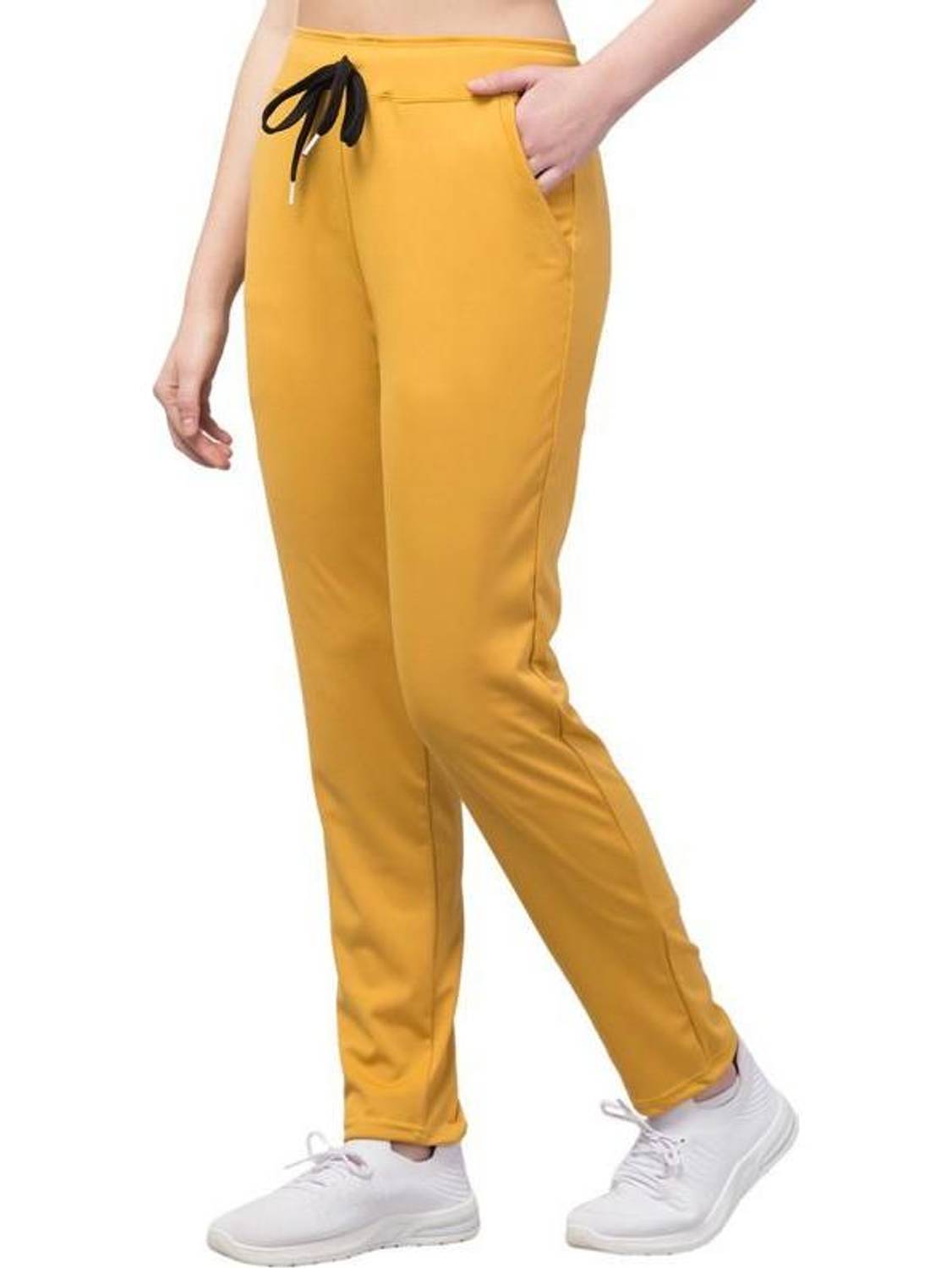 Bluecon Solid Women Yellow Track Pants