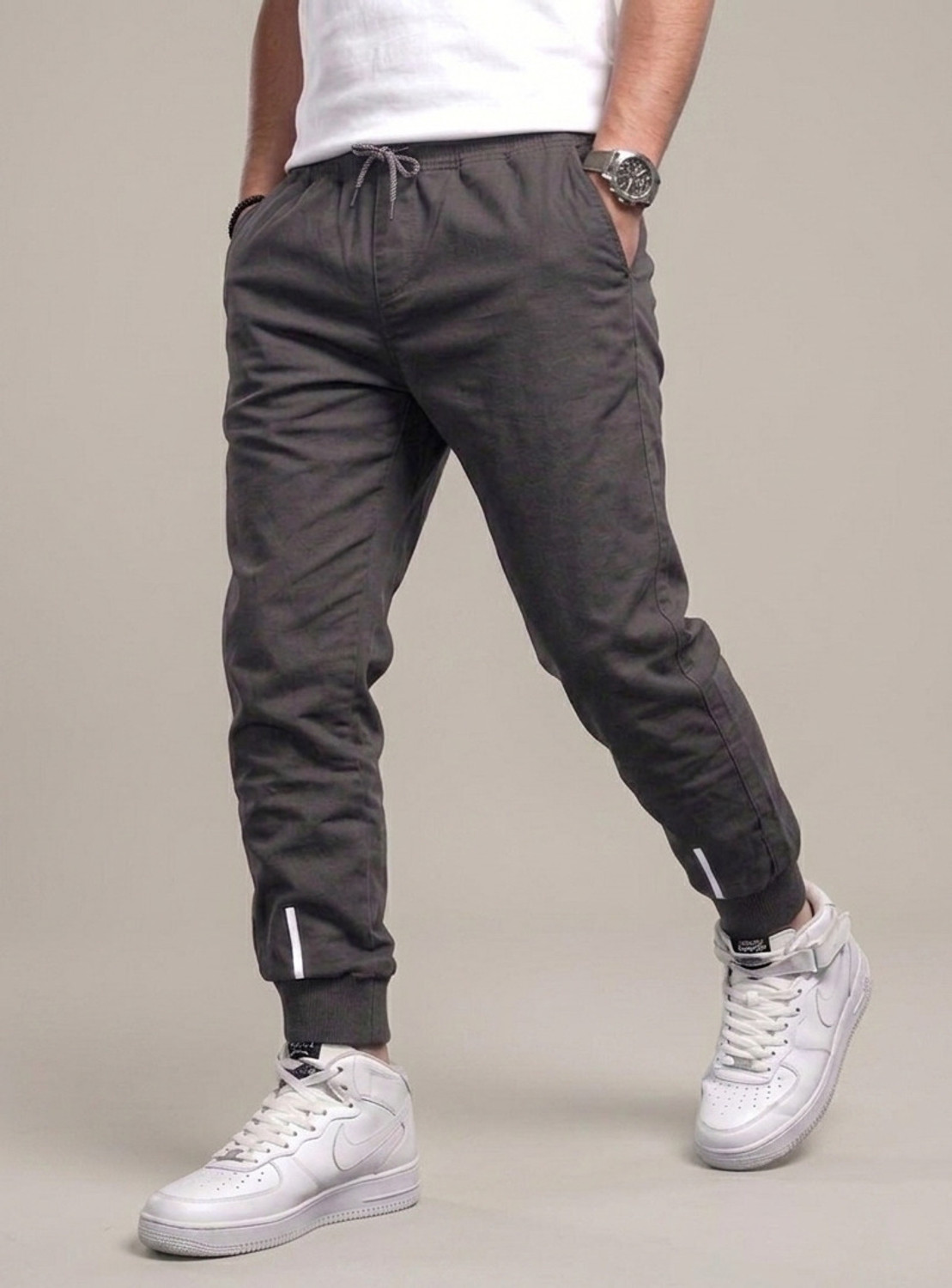 Image of Reya Solid Men Blue, Grey Track Pants