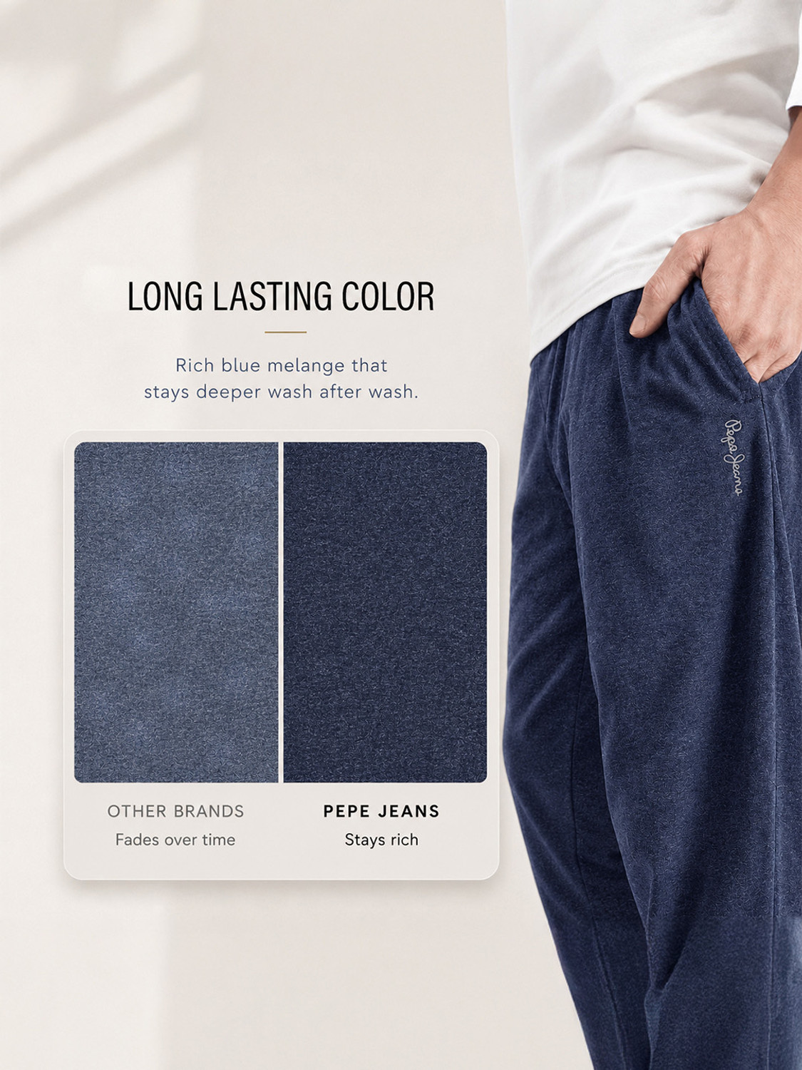 Image of Pepe Jeans Solid Men Blue Track Pants