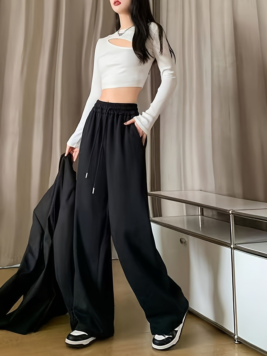 Image of PROGENY Solid Women Black Track Pants