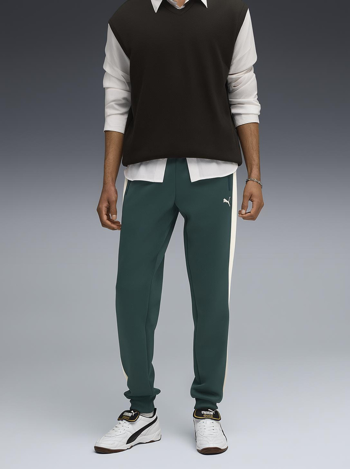 PUMA Colorblock Men Green Track Pants