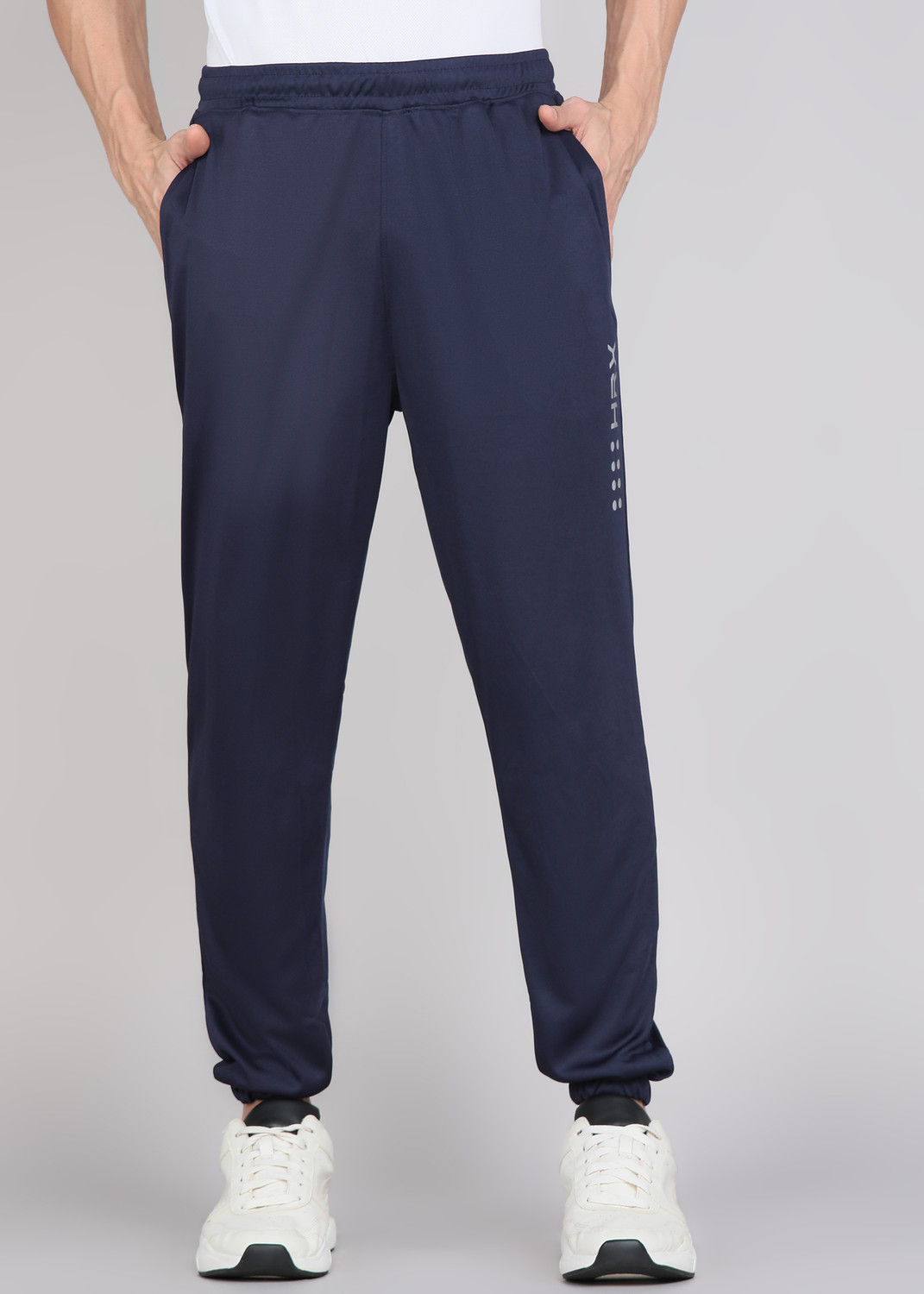 Image of HRX by Hrithik Roshan Graphic Print Men Dark Blue Track Pants