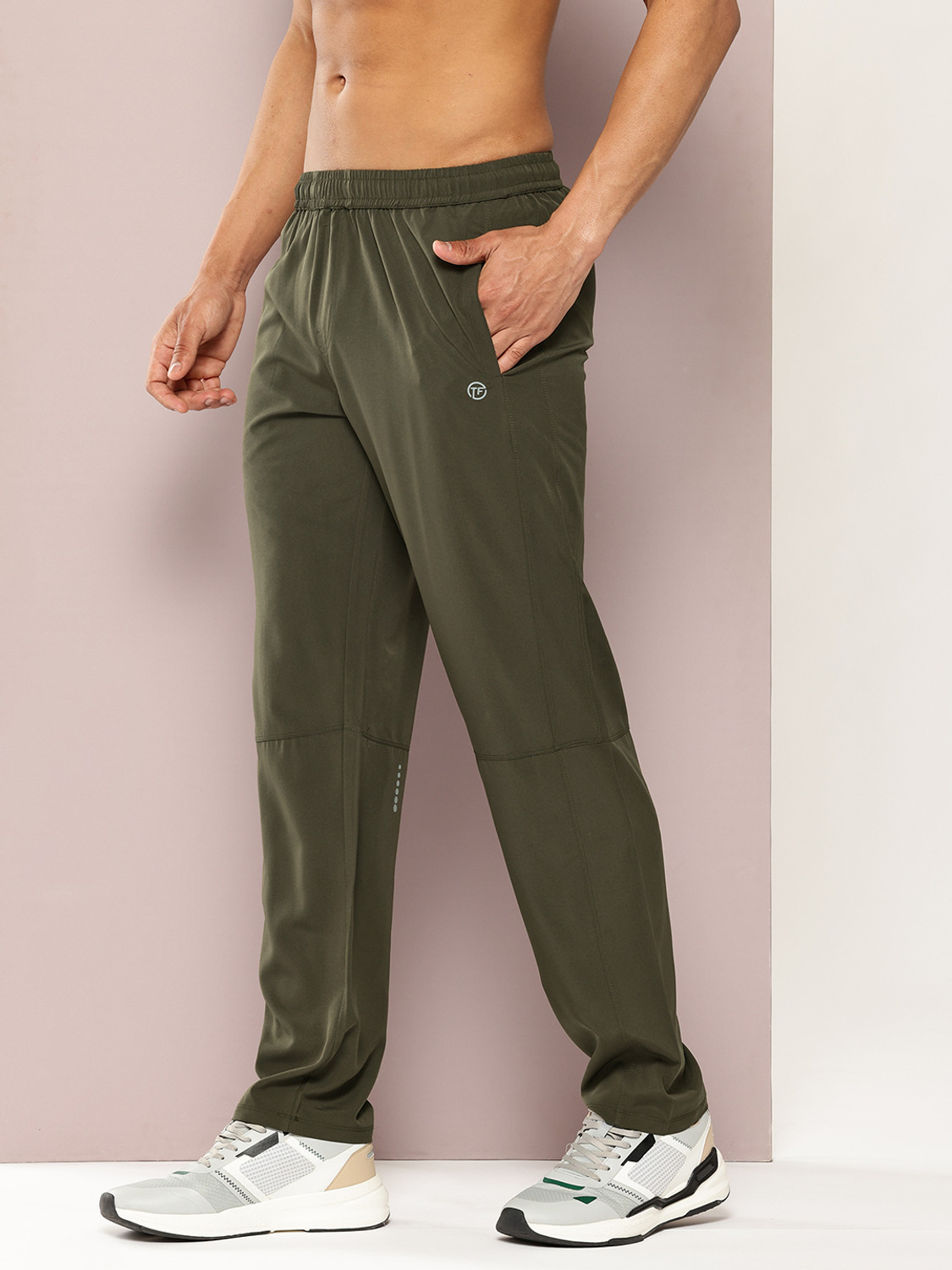 Image of Turnfit Men Solid Olive Track Pants