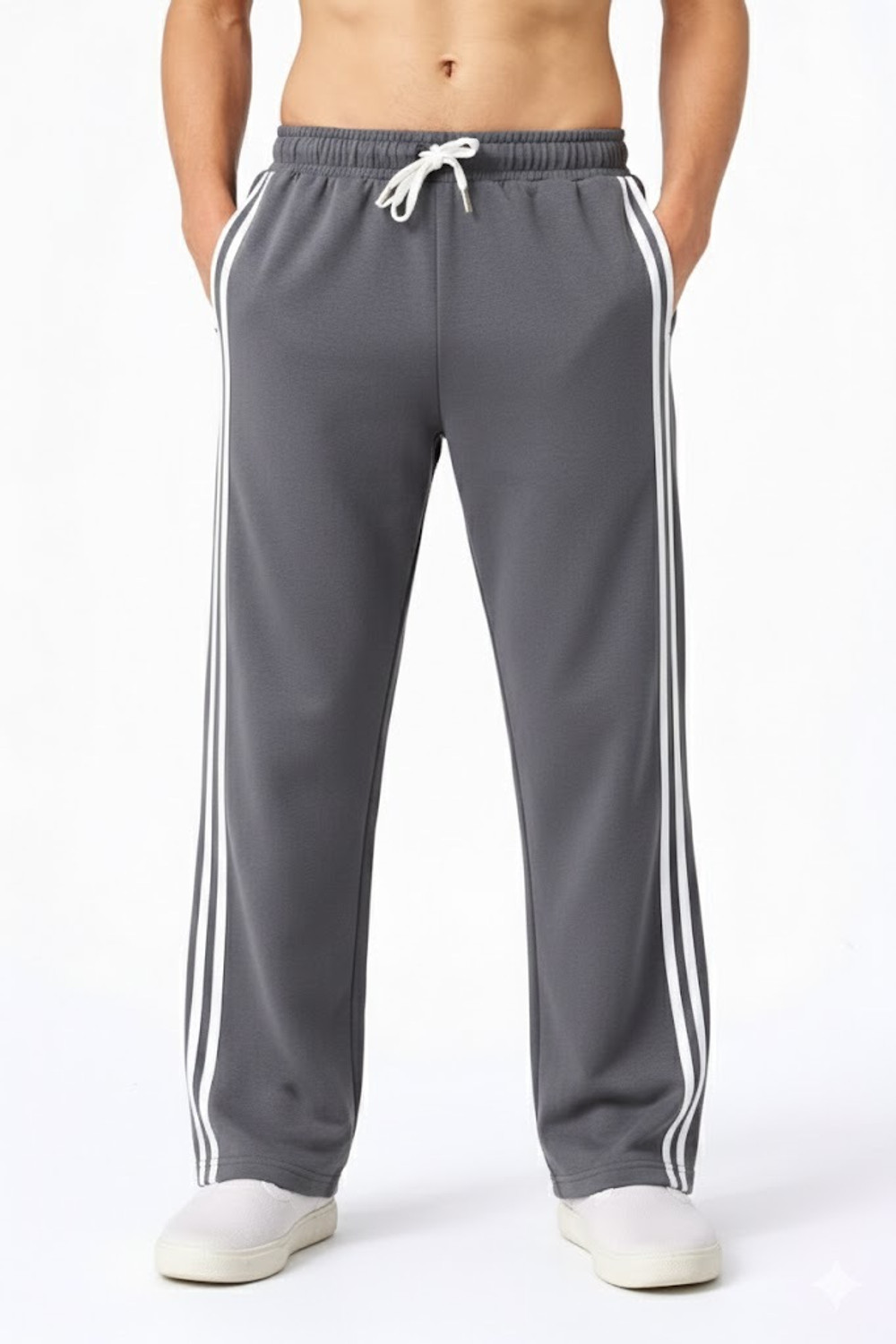 Image of oolestore Striped Men Black, Grey Track Pants