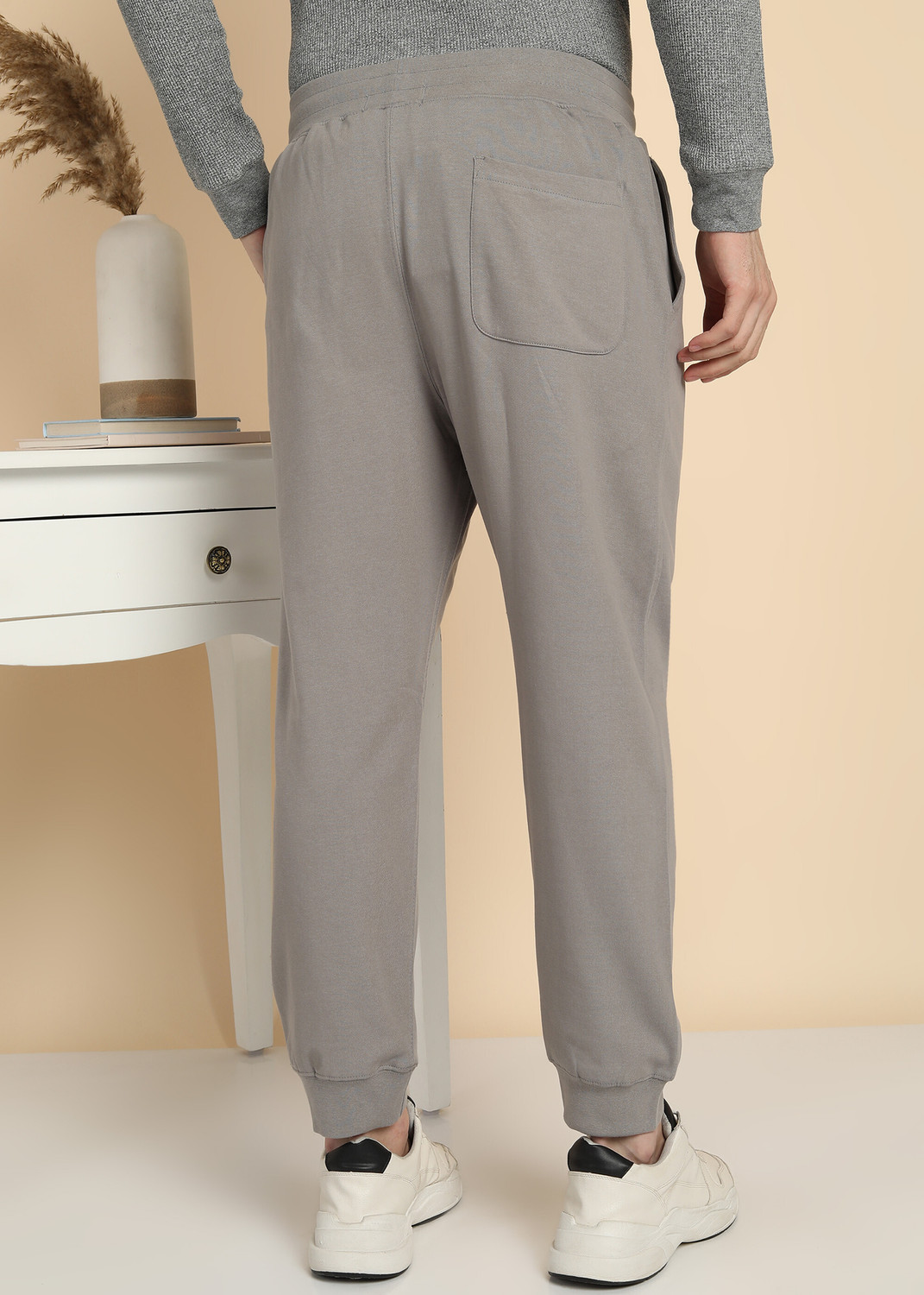 Image of Alan Jones Solid Men Grey Track Pants