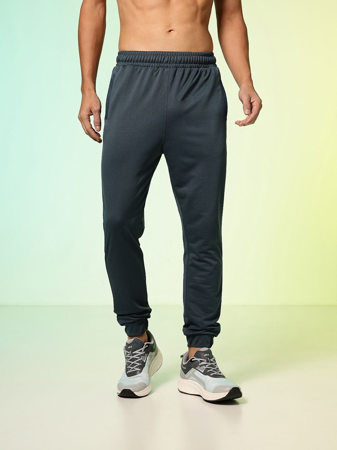 Image of HRX by Hrithik Roshan Printed Men Dark Blue Track Pants
