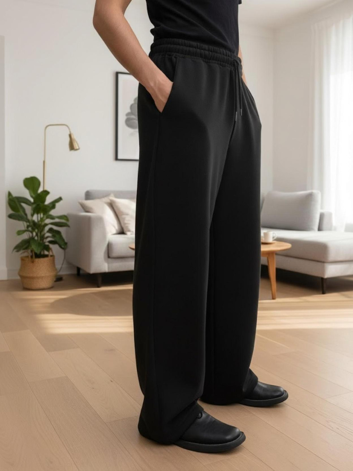 Image of Dockstreet Solid Men Black Track Pants