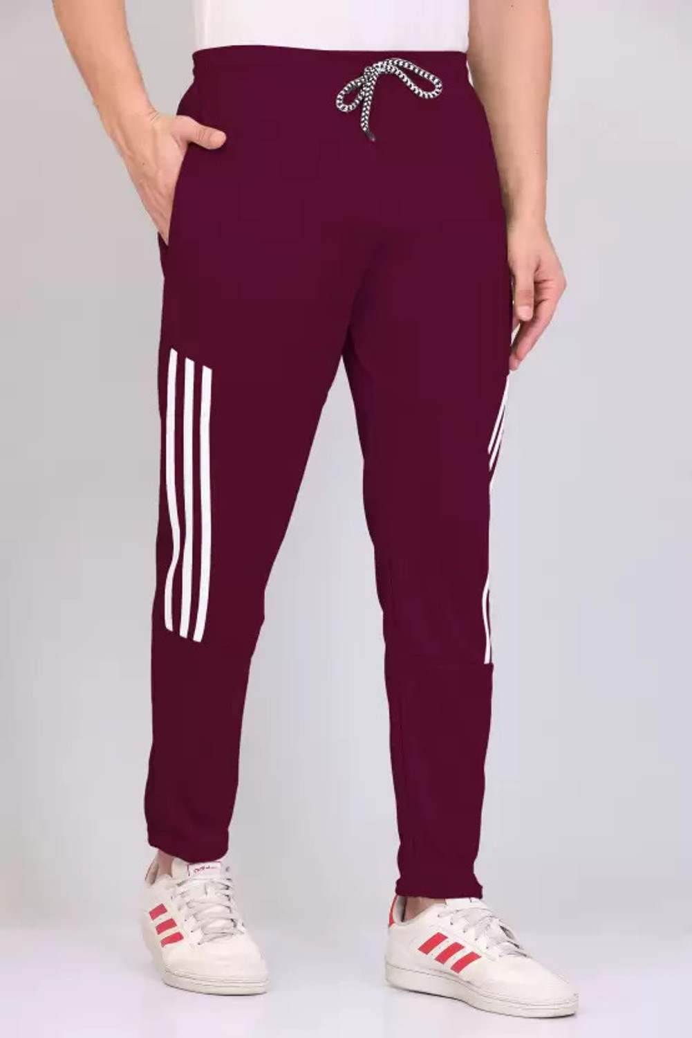 Image of GAJVU Men Dark Blue, Maroon, Black, White Track Pants