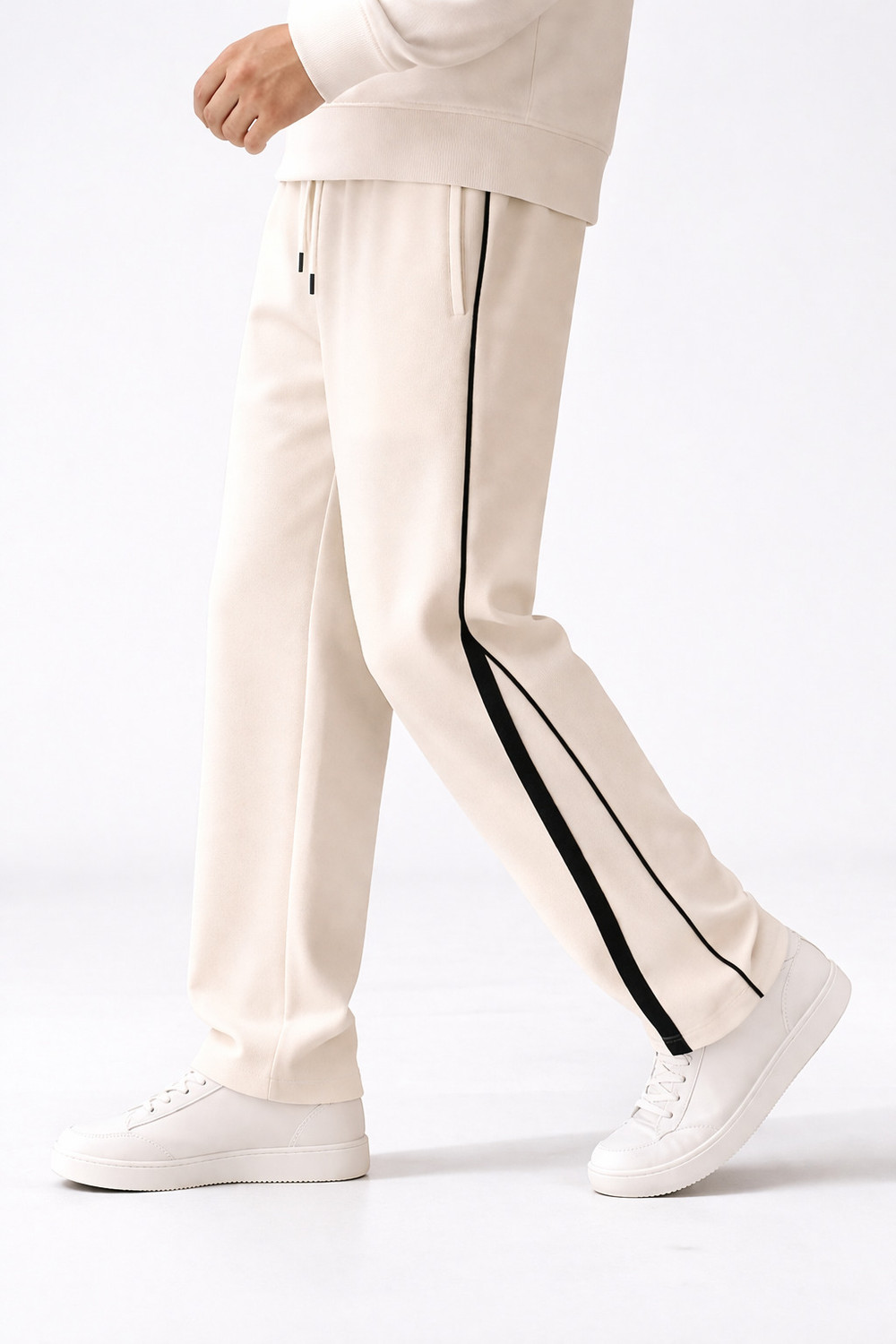 Image of Paralians Striped Men Beige Track Pants
