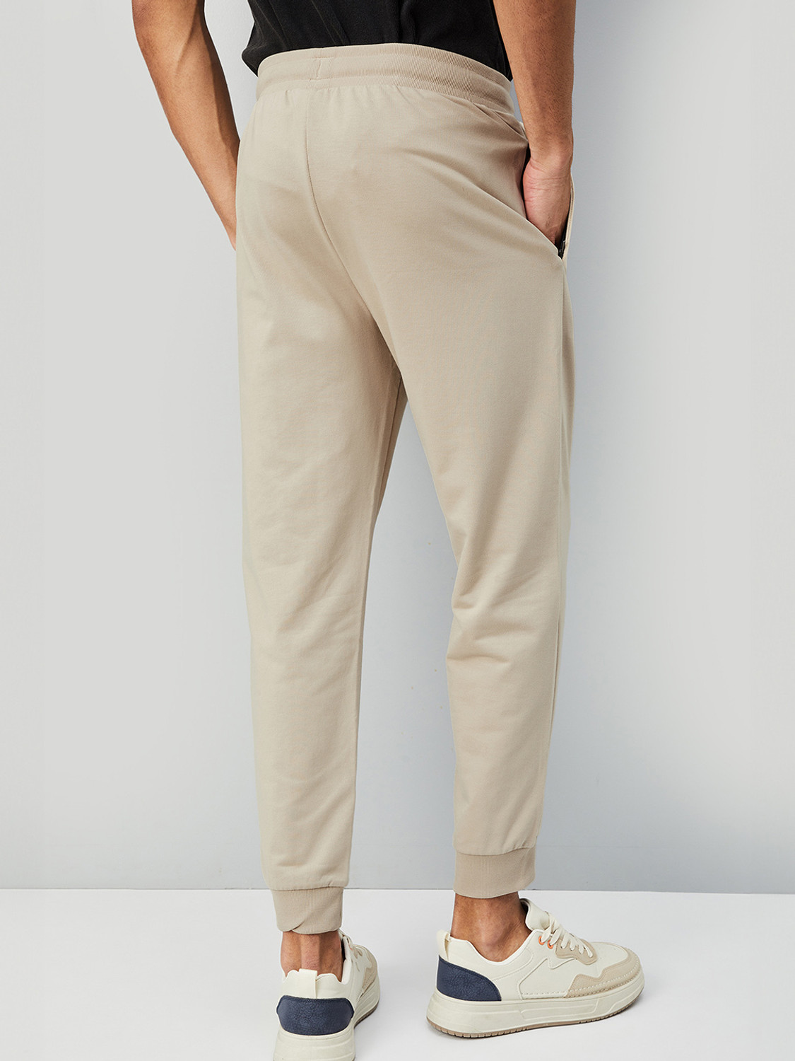 Image of MAX Solid Men Beige Track Pants