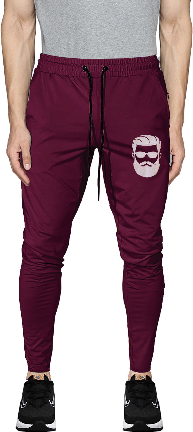Image of AVOLT Printed Men Maroon Track Pants
