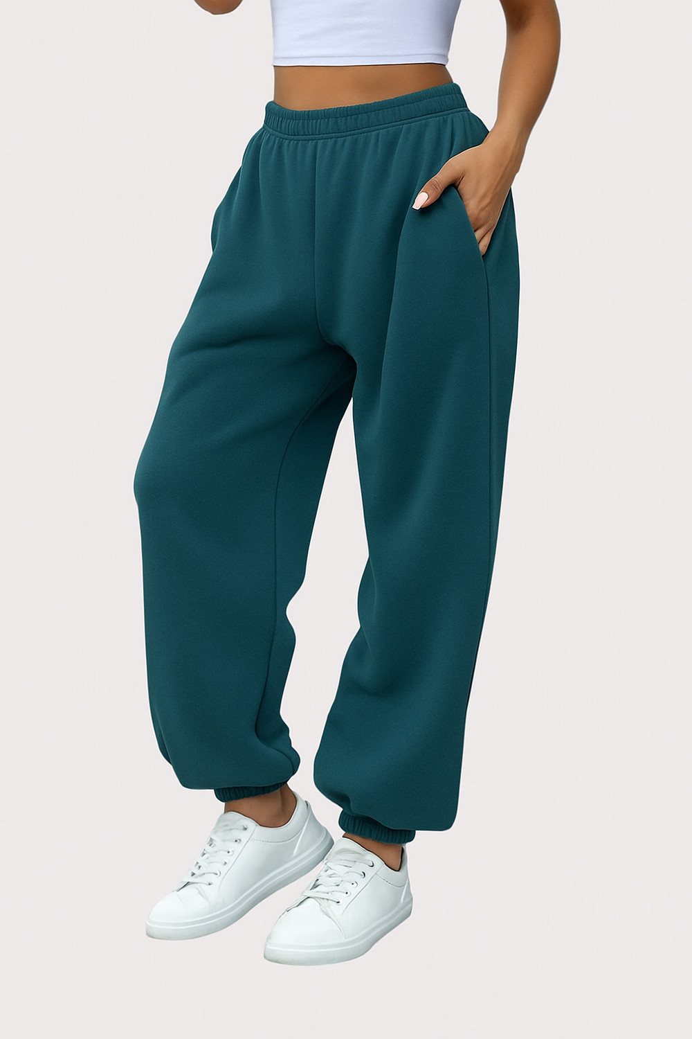 Image of Q-Rious Solid Women Dark Green Track Pants